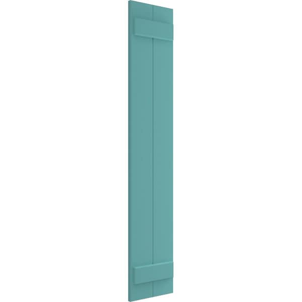 True Fit PVC, Two Board Joined Board-n-Batten Shutters, Pure Turquoise, 10 3/4W X 38H